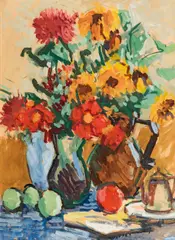 Leon Abramowicz, Blumenstillleben, Öl auf Karton