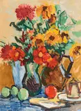 Leon Abramowicz, Blumenstillleben, Öl auf Karton