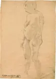 Gustav Klimt, Stehender dicker weiblicher Akt nach links (Studie im Zusammenhang mit dem Fakultätsbild "Medizin")