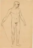 Gustav Klimt, Stehender Männerakt mit Stock (Studie im Zusammenhang mit dem "Wohlgerüsteten Starken" des Beethovenfrieses)