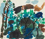 Gustav Hessing, Waldlandschaft, Aquarell auf Papier