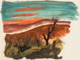 Josef Dobrowsky, Landschaft, Gouache auf Papier