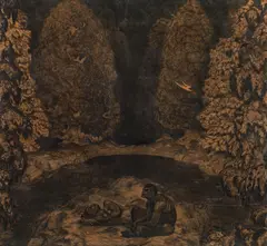 Fritz Silberbauer, Paar auf einer Waldlichtung, Kaltnadelradierung auf Papier