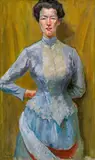 Edward Cucuel, Porträt einer Dame, Öl auf Leinwand auf Karton
