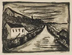Straße und Häuser by Hans Fronius, 1939, Mischtechnik auf Papier, sold Mar 2017