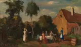Adolf Curry, Vornehme Gartenjause, Öl auf Leinwand