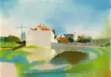 Lois Pregartbauer, An einem Weiher, Pastell auf Papier