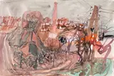Kurt Moldovan, Ziegelwerk im Burgenland, 1973, Aquarell auf Papier