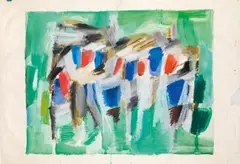 Carl Unger, Musik im Garten, 1964, Mischtechnik auf Papier