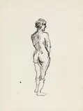 Ferdinand Stransky, Standing female nude, ca. 1950, India ink on paper