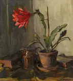 Erwin Puchinger, Kaktuspflanze, Öl auf Leinwand
