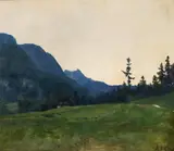 Adalbert Franz Seligmann, Abend am Ahornbühl, 1911, Öl auf Karton