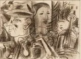 Alfred Wickenburg, Im Autobus, 1939, Kreide auf Papier