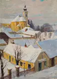 Ernestine Rotter-Peters, Ober St. Veiter Kirche, um 1920, Öl auf Leinwand