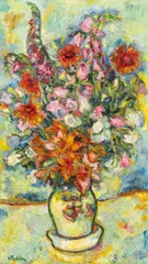 Viktor Tischler, Flower bouquet in vase, oil on canvas