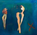 Alfred Kornberger, Zwei Akte auf Blau mit rotem X