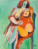 Sitzende Rothaarige by Alfred Kornberger, um 1998, Öl auf Leinwand; ungerahmt, sold Mar 2017