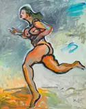 Alfred Kornberger, Laufender Akt, 1996, Öl auf Leinwand; ungerahmt
