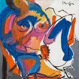 Alfred Kornberger, Bunter Teilakt mit Weiss, 1998, Öl auf Leinwand; ungerahmt