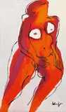 Alfred Kornberger, Roter Akt mit weißen Brüsten, 1998, Öl auf Leinwand; gerahmt