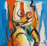 Alfred Kornberger, Sitzende Aktkomposition, 1998, Öl auf Leinwand; ungerahmt