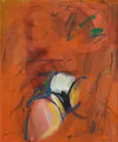 Alfred Kornberger, Schames Röte, 1988, Öl auf Leinwand; gerahmt