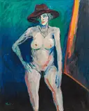 Alfred Kornberger, Akt mit Hut, 1996, Öl auf Leinwand; ungerahmt