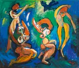 Alfred Kornberger, Vier musizierende und tanzende Akte, 1995, Öl auf Leinwand; ungerahmt