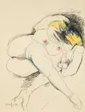Alfred Kornberger, Paar bei Liebesspiel, 1986, Mischtechnik auf Papier; ungerahmt