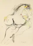 Alfred Kornberger, Paar beim Liebesspiel, 1986, Mischtechnik auf Papier; ungerahmt