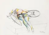 Alfred Kornberger, Akt liegend auf Fahrrad