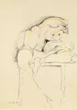 Alfred Kornberger, Akt in Strapsen sitzend