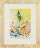 Blühendes Mädchen by Christian Ludwig Attersee, 1987, Mischtechnik auf Papier; gerahmt im Original-Künstlerrahmen, sold Mar 2017