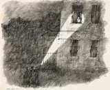 Paul Flora, Crime Story (II), Tusche auf Papier; gerahmt