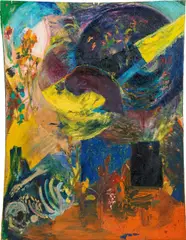 Jenny Feldmann, Allegorie der Vergänglichkeit, 1988, Öl auf Jute; ungerahmt