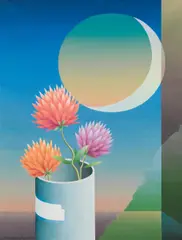 Roman Haller, Blüten vor Mond, 1987, Öl auf Leinwand; gerahmt