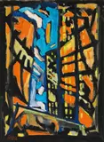 Roland Papousek, Lichter der Großstadt, 2003, Öl auf Papier; gerahmt