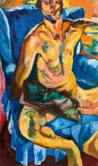 Josef Kern, Selbstportrait mit Lampe, 1987, Öl auf Leinwand; ungerahmt