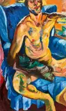 Josef Kern, Selbstportrait mit Lampe, 1987, Öl auf Leinwand; ungerahmt