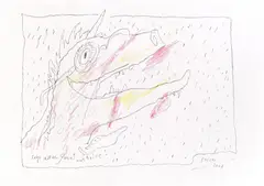 Gustav Peichl, Sehr alter Geist mit Brille, 2003, coloured pencil on paper; unframed