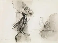 Markus Vallazza, Die Zauberflöte, 1974, Tusche auf Papier, laviert; ungerahmt