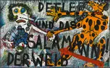 Franz Janz, Detlef und Salamanderweib - va bene - Ciao, Acryl auf Leinwand; ungerahmt
