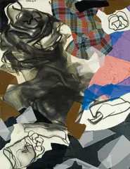 Franz Motschnig, Untitled, 1996, mixed media, collage (fabric, paper); framed