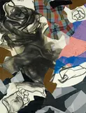 Franz Motschnig, Untitled, 1996, mixed media, collage (fabric, paper); framed