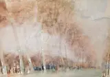 Gottfried Salzmann, Allee, Aquarell auf Papier; gerahmt