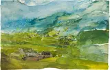 Gottfried Salzmann, Landschaft in Thalgau, Aquarell auf Papier; gerahmt