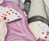 Sabina Mlejnek, Selbstbildnis mit Herzas" (Selfportrait with the ace of hearts"), 2006, oil on canvas ; unframed