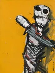 Leo Zogmayer, o.T., 1985, Öl auf Leinwand; ungerahmt