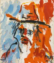 Otto Muehl, Man with hat, 1983, oil on canvas; framed