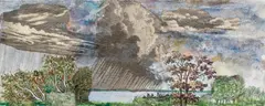 Arnulf Neuwirth, Regen über einem Teich, 1986, Aquarell, Collage auf Papier; ungerahmt